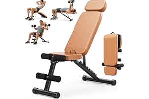 XDDIAS Workout Bench, 10 Backrests Adjustable Weight Bench with Extended Headrest, 800LBS Foldable Weight Bench for Home Gym, Incline Decline Flat Bench Compact for Small Space Training