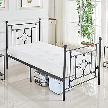 Amazon Com Dikapa Twin Size Bed Frame With Metal Headboard And