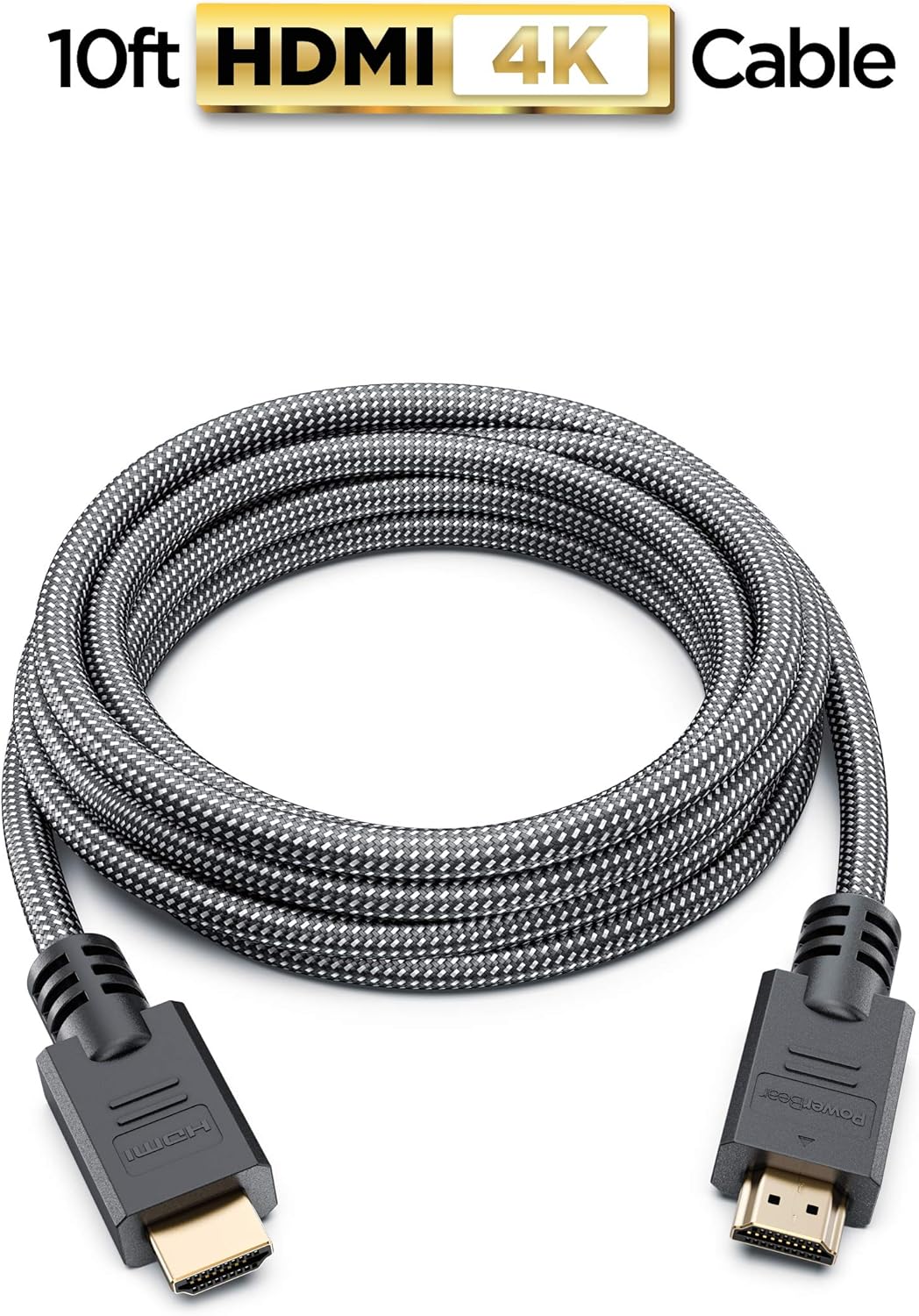 PowerBear 4K HDMI Cable 10 ft | Braided Nylon & Gold Connectors: Electronics