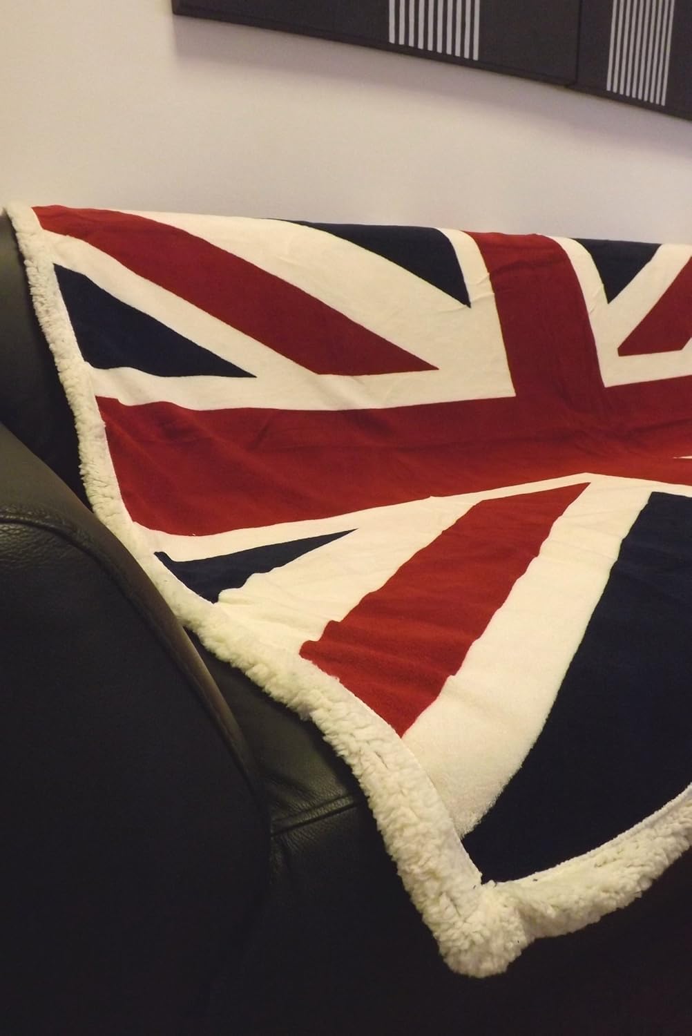Union Jack Fleece Blanket Throw Red Whit Blue. British Flag Amazon