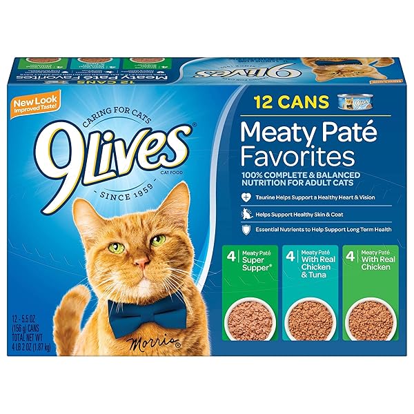 9LIVES PATÉ FAVORITES WET CAT FOOD VARIETY PACK, 5.5 OUNCE (PACK OF 12)