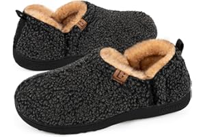 LongBay Men's Slippers Warm Bedroom House Shoes Slip-On Memory Foam Winter House Slippers for Indoor Outdoor