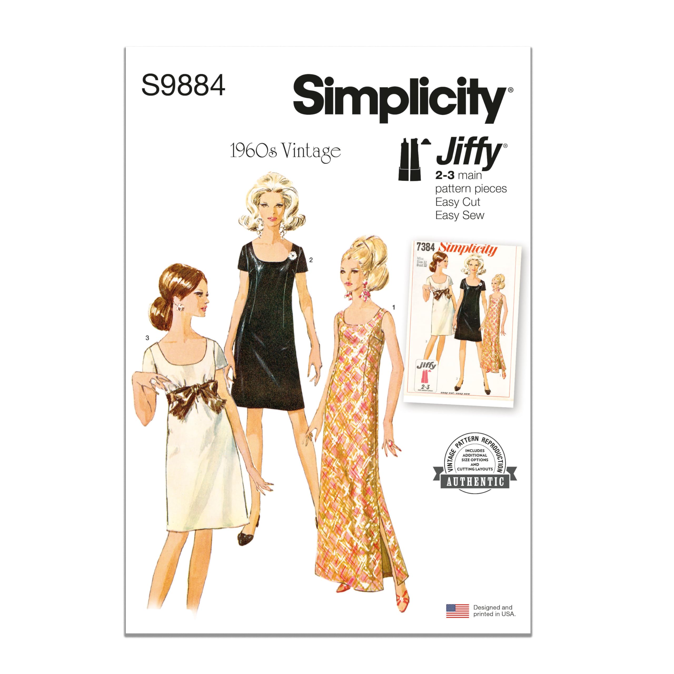 SIMPLICITY SS9884U5 Misses' Dress in Two Lengths U5 (16-18-20-22-24)