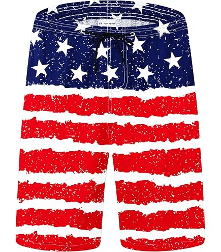Men's Surfing Simple Red White Vertical Stripes Swimming Trunks