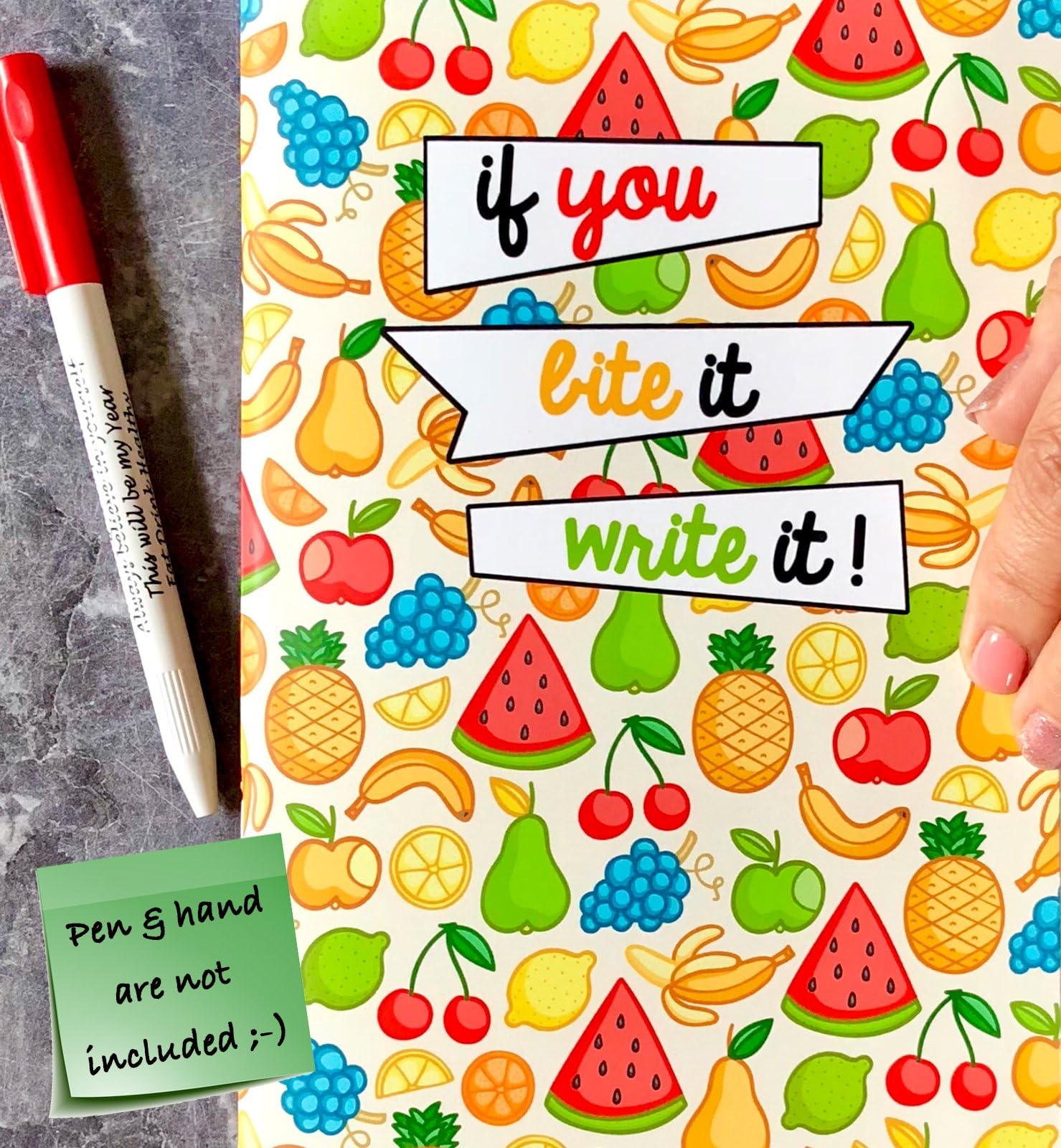 Meal Planner, Saddle Book, A5 Book, Full Colour, Week per Page, If You Bite it, Write it!