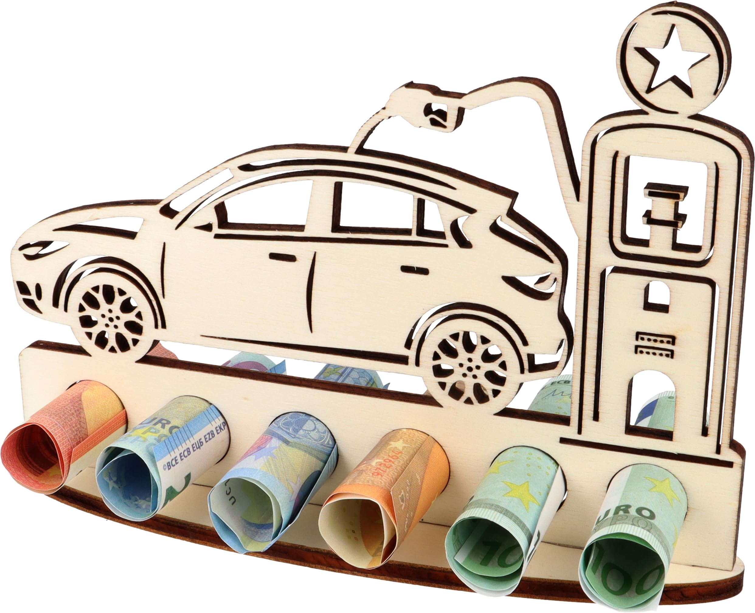 XL Money Gift Car Refueling Made of Wood, Gift Idea, Voucher Packaging, Funny Gift, Money Gift for Women and Men, Tank Voucher, Driving Licence, Petrol Money Car (Tanking) — image 1