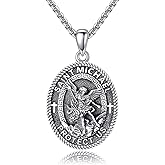 HKPATOP Saint Necklace 925 Sterling Silver the Archangel Pendant Amulet for Men Women Religious Protector Pendant Jewelry Gifts