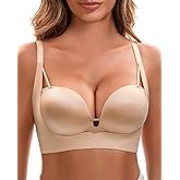 FallSweet Push Up Bras for Women Wireless Add 2 Cups Padded Brassieres Back Fat Smoothing Bra