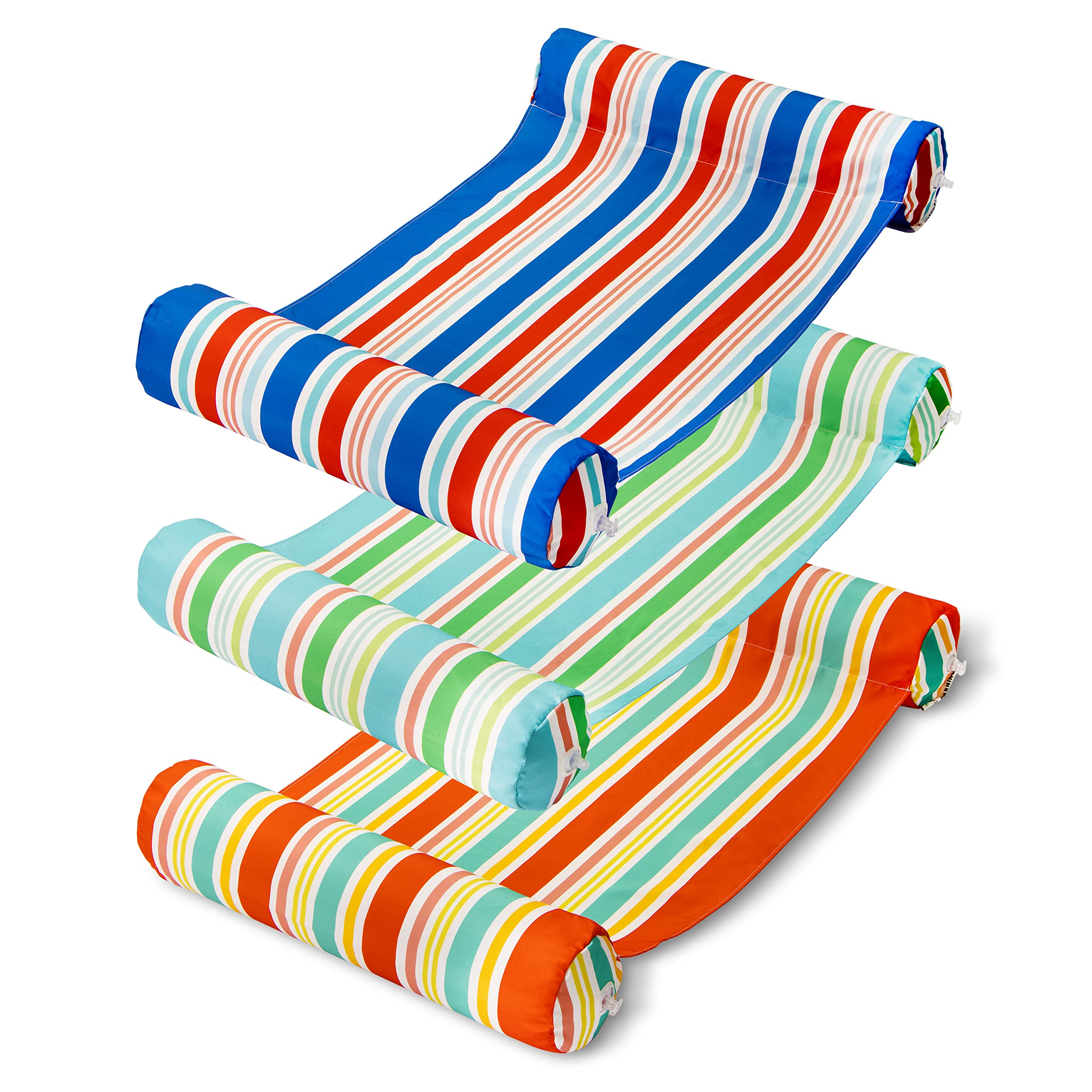 Photo 1 of Sloosh 3 Pack 4-in-1 Inflatable Pool Floats Hammock, Water Lounges, Multi-Purpose Swimming Pool Accessories (Saddle, Lounge, Hammock, Drifter), Lake, Beach (Cyan/Red/Dark Blue)