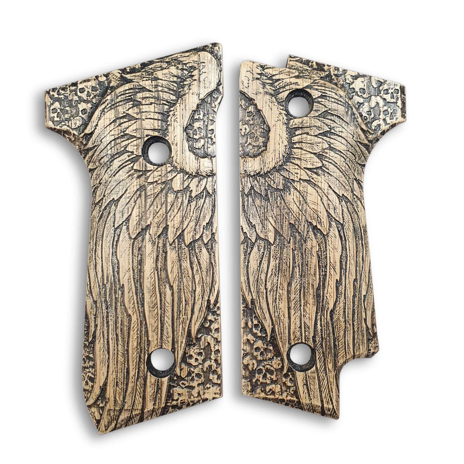 Beretta 92S Wood Grips Angel Wings Handmade