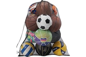DoGeek Heavy Duty Football Net Bag (10-12 Balls) Basketball Tennis Bag for Coaches Football Ball Bag Net Extra Large Mesh Drawstring Bag (No Strap No Pocketo Pocket, 1)