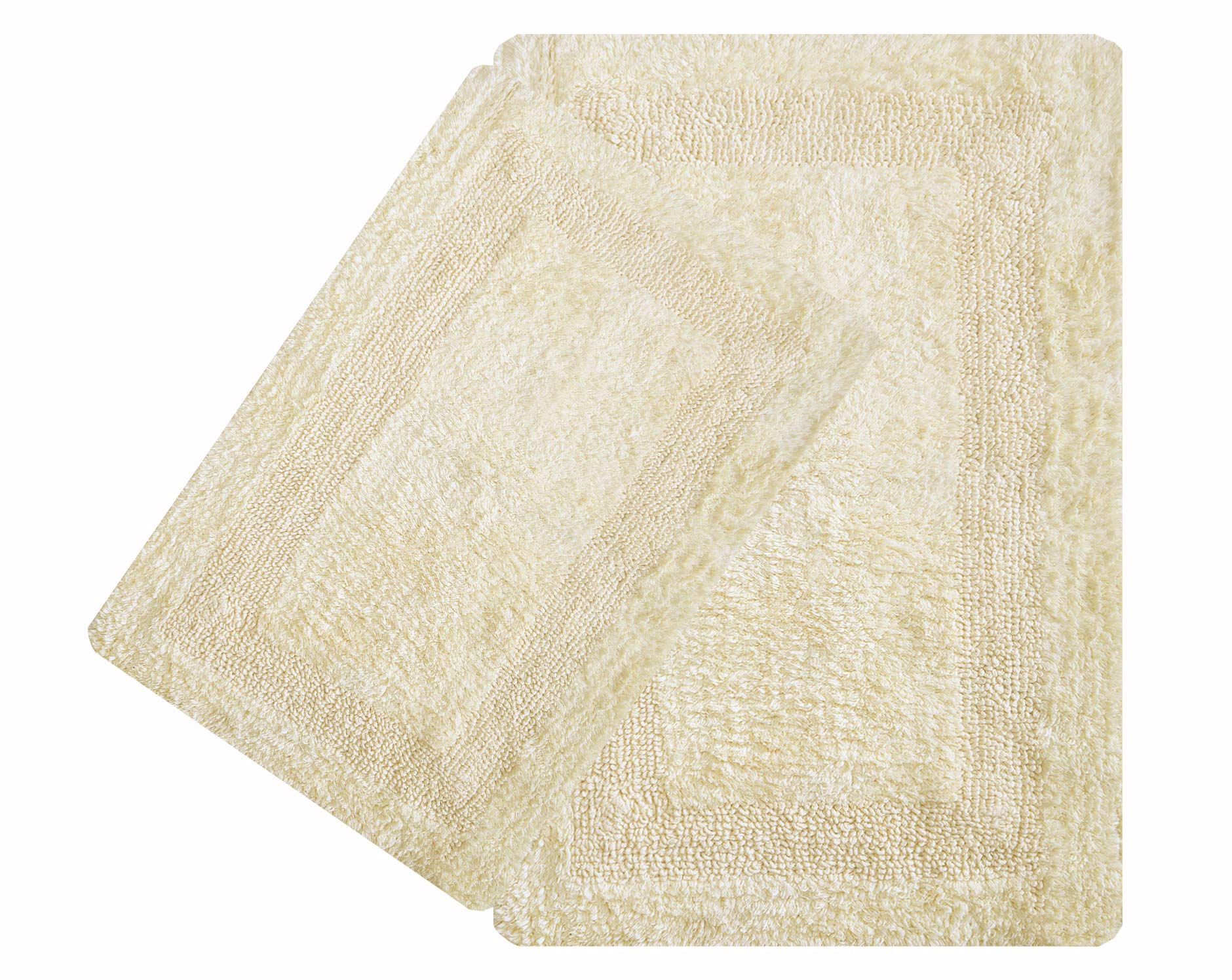 Photo 1 of Ramanta Home 100% Cotton Bath Rug Set of 2 - Lemon Yellow, Soft Absorbent Reversible Luxury Bath Mat Set for Bathroom, Kitchen, Shower, Entryway Rugs, Machine Washable - 21x34 & 17x24 Inch