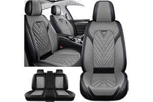 INSORIC Full Set for Toyota RAV4 Car Seat Covers 2000-2025, Waterproof Nappa Leather Car Seat Protector, Comfortable and Anti-Slip Car Seat Cover&Accessories(5 Seats/Black Gray)