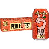 Peace Tea Just Peachy Iced Tea Cans, 12 fl oz, 12 Pack | Peach sweet tea, natural flavors, no color added, 12 mg of caffeine