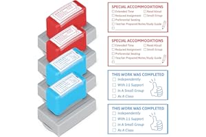 4 Pcs Teacher Stamps for Classroom, Self-inking Accommodations Stamps Set Completed Teacher Rubber Stamp for Grading, Classro