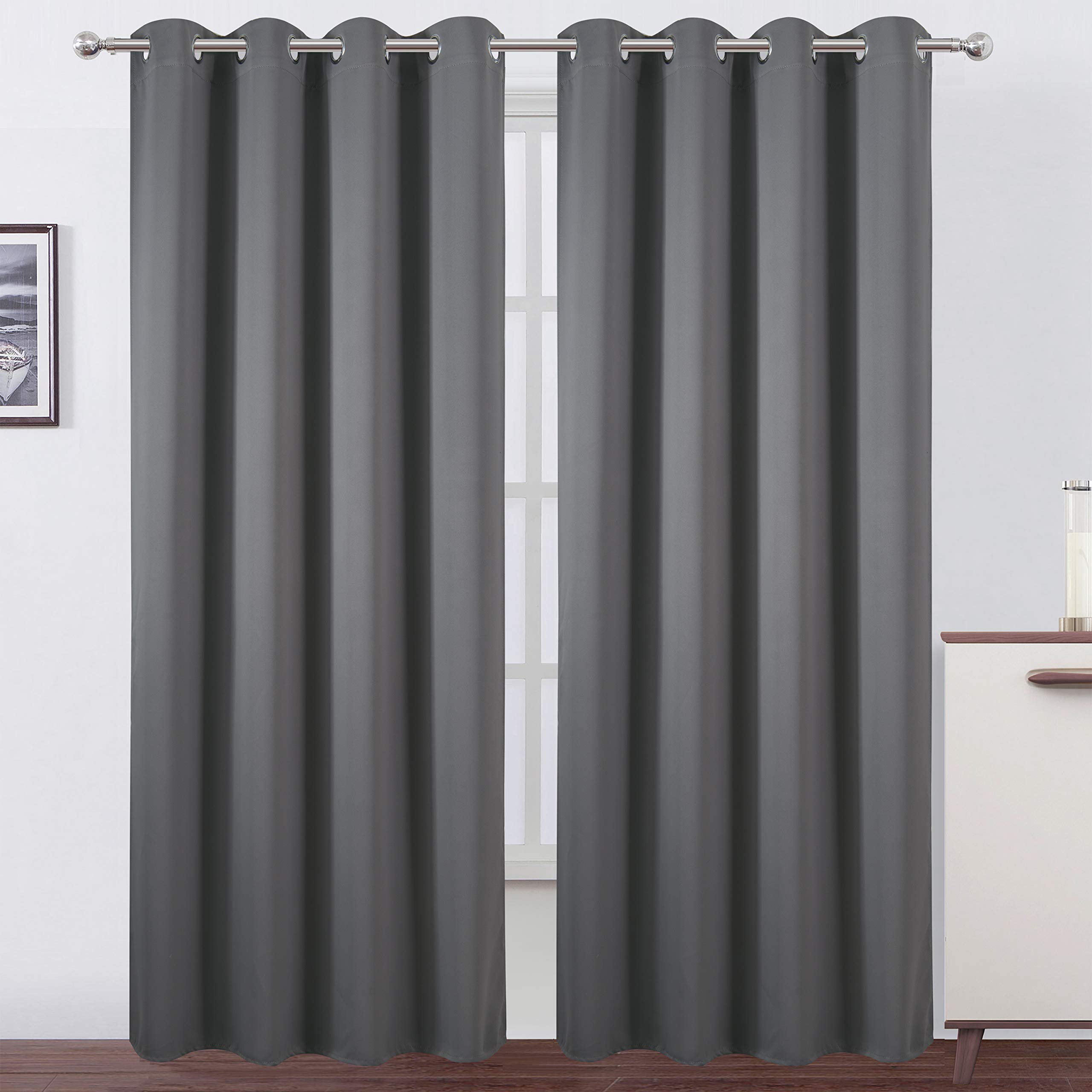 Photo 1 of LEMOMO Grey Blackout Curtains/52 x 95 Inch/Set of 2 Panels Thermal Insulated Room Darkening Curtains for Bedroom