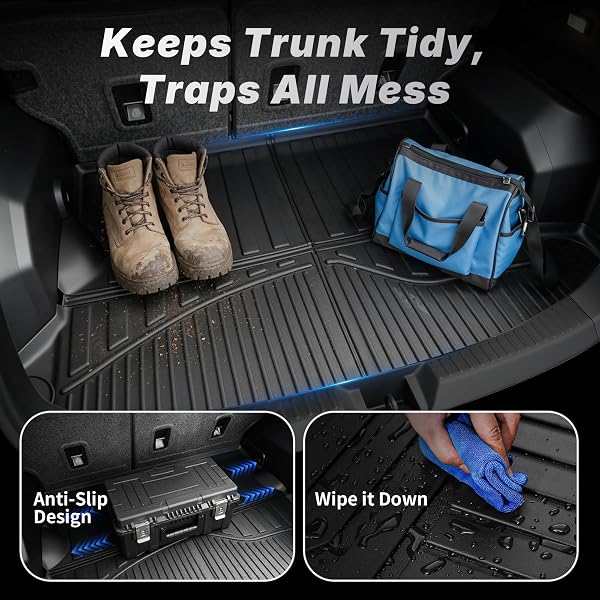 OEDRO FLOOR MATS FIT FOR 2020-2025 KIA TELLURIDE WITH 2ND BUCKET SEATS WITHOUT CENTER CONSOLE, ALL WEATHER FIT FOR KIA TELLURIDE ACCESSORIES FLOOR MATS LINERS 3 ROW & CARGO LINER CAR MATS SET