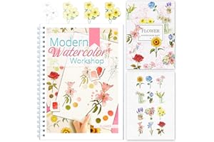 Watercolor Workbook with Step-by-Step - 12 Watercolor Coloring Pages - 100% Cotton 300gsm/140lb Watercolor Paper - Gift for W