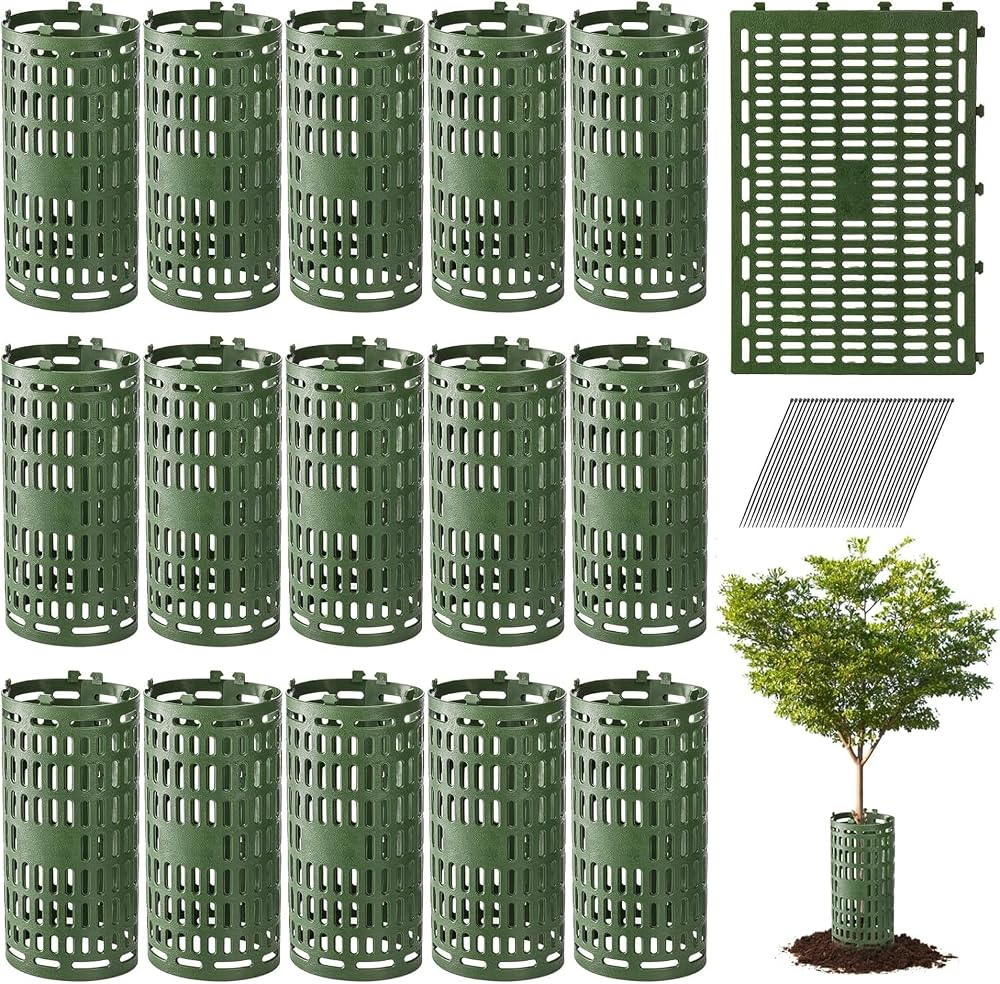 Lawei 16 Pack Tree Trunk Protector Plant Guards with Zip Ties Green