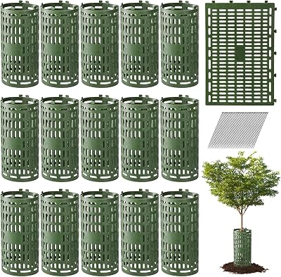 Lawei 16 Pack Tree Trunk Protector Plant Guards with Zip Ties Green