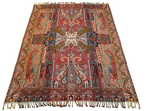 Lorenzo Cana Luxus Wolldecke Jacquard gewebt aus Baumwolle mit feinster Wolle vom Merino - Lamm Bunt Mehrfarbig Paisley Wohnd