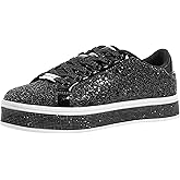 LUCKY STEP Women's Platform Glitter Sneakers | Sparkly Bling Shiny Dressy Bedazzled Wedding Bridal Fashion Walking Shoes
