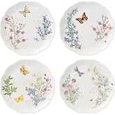 Lenox Butterfly Meadow Herbs Porcelain Dinner Plate Set for 4 | dishwasher safe | 10.75 inch diameter | floral, everyday dining, gift for women, kitchen essentials, dinnerware