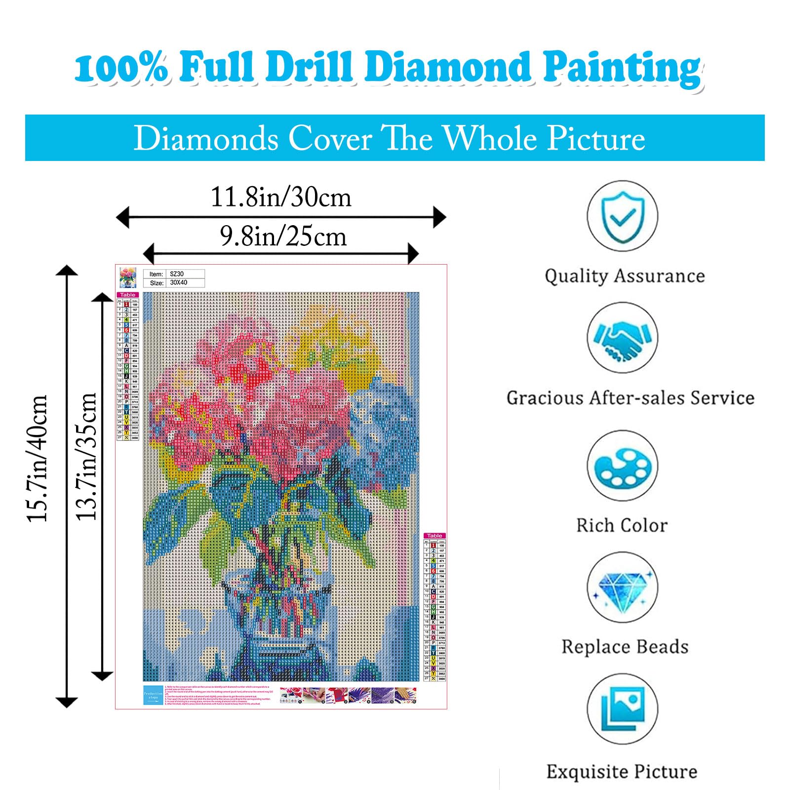 Hydrangea Diamond Painting Kits for Adults-Flowers Diamond Art Kits for Adults,5D Diamond Painting Flowers,DIY Full Drill Diamond Painting Flower Gem Art and Crafts 12x16inch