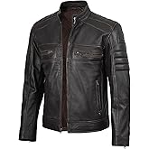 Decrum Leather Jacket Men - Cafe Racer Style Fashion Real Lambskin Leather Jacket For Men