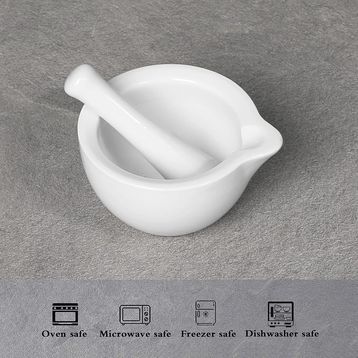 LEETOYI Porcelain Mortar and Pestle, Ceramic Herb Grinder Pill Crusher Set (4.2-inch): Kitchen & Dining