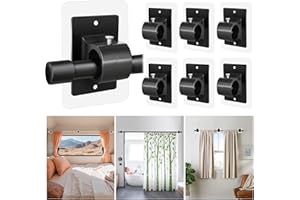TIDISORT 6PCS No Drill Curtain Rod Brackets,Self Adhesive Curtain Rod Holder No Drilling,Renter Friendly Drapery Rod Hook,Nail Free Adjustable Non Screw Draper Pole for Apartment Window Wall Door Ceiling Mount