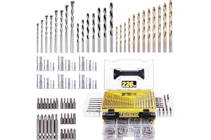 Drill Bits Set/Screwdriver Bit Set, Longmate 226-Piece Drilling and Driving Accessories with Drywall Anchor and Screw, Drill Sets Combo Kit for Wood Metal Concrete Drilling and Screw Driving
