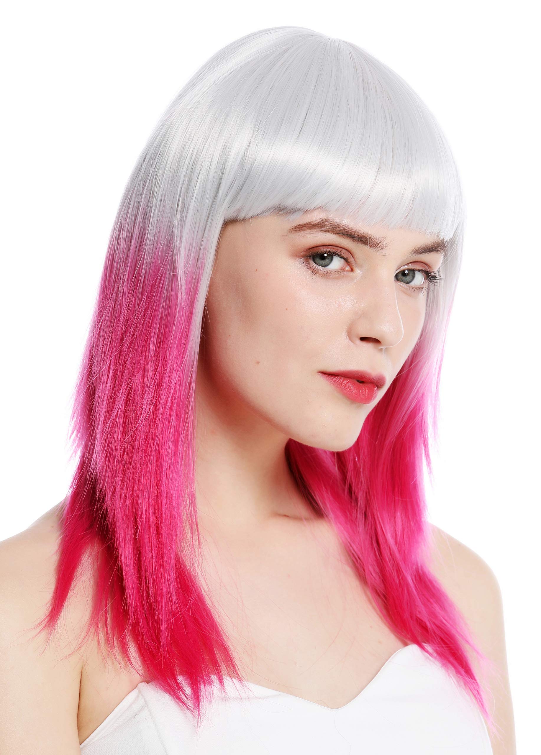 WIG ME UP - 8967-8CR60 women's quality wig cosplay long fringe sleek ombre mix light grey pink rose