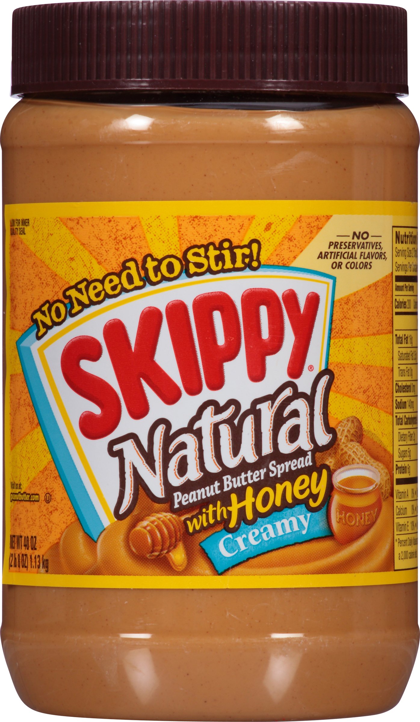Skippy Peanut Butter Creamy and Natural with Honey 40Ounce NEW FREE