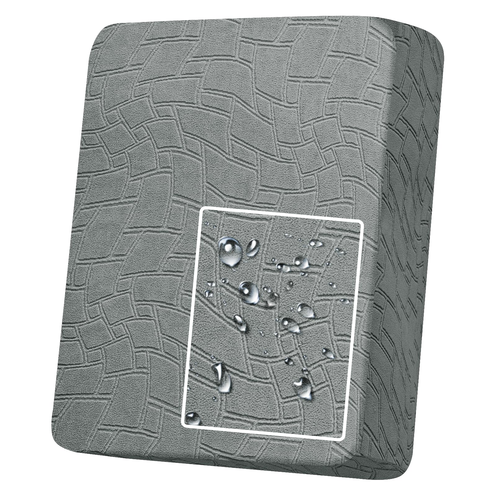 MAXIJIN Waterproof Sofa Seat Cushion Cover Jacquard Sofa Seat Cover Non-Slip Couch Seat Slipcover Protector Replacement for Individual Cushion with Elastic Bottom (Light Grey, Large 1 Seater)