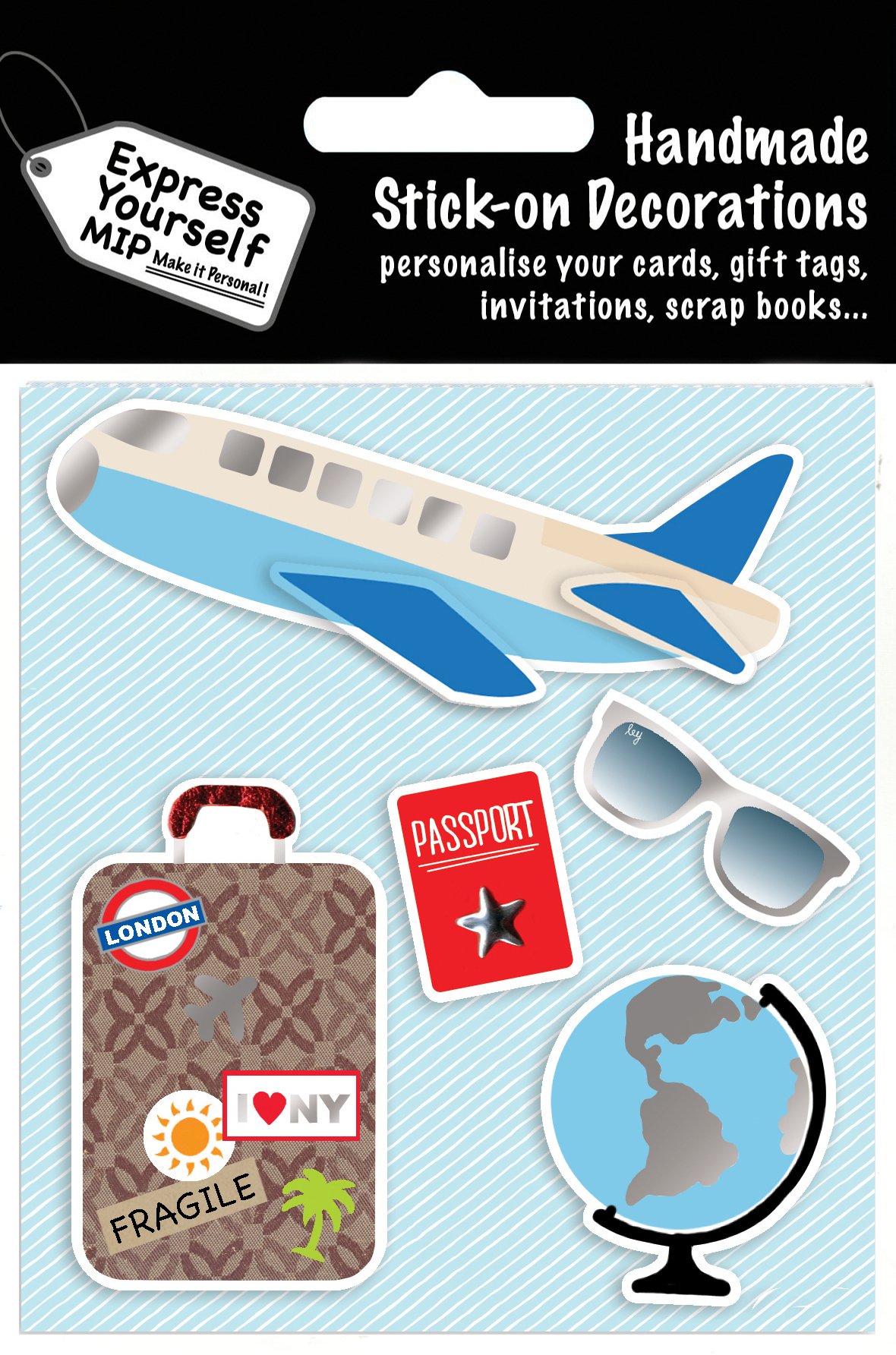 Travel/Holiday Themed Toppers - Self Adhesive Greeting Card Craft Embellishment Sticker Set for Card Making, Gift Wrapping, Scrapbooking, Paper Crafts and DIY Projects - Express Yourself MIP