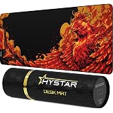 Hystar&reg; Extended Gaming Mouse Pad | XXL 36" x 16" | 5mm Thick, Waterproof Surface, Smooth Polyester Fabric, and Natural Rubber Base | Mythic Phoenix