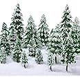 Skylety 35 Pieces Mini Snow Pine Model Trees 1.97-5.9 Inch, 6 Size Miniature Sisal Snow Frost Trees for Christmas Village Decoration Train Scenery Winter Ornaments DIY Crafts