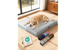 OhGeni 41 Inches Orthopedic Waterproof & Machine Washable Dog Bed for Large Pets, Gifts for Christmas, Suitable for Crates, 25D Egg Crate Foam, Non-Slip Bottom & Removable Cover(Gray)
