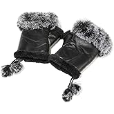 Cute Winter Gloves - Fuzzy Furry Faux Fur Lined, Warm Hands Warmer for Women