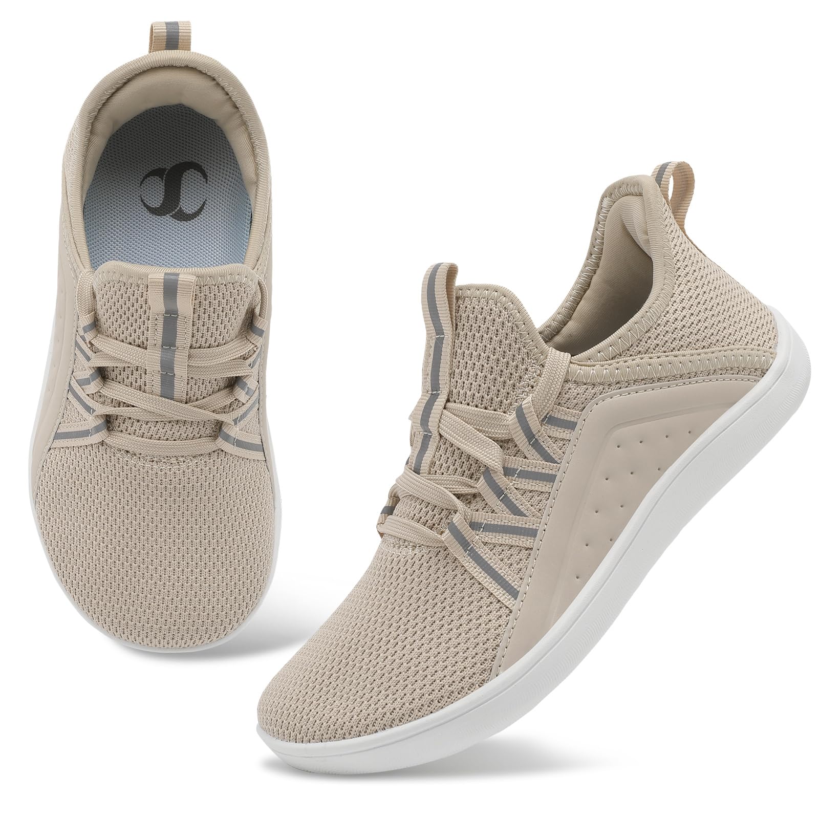 Photo 1 of Breathable Barefoot Running Shoes Women Wide Minimalist Shoes Comfortable Cross Training Running Sneakers for Women Slip Ons Size Lightbrown, SIZE 11