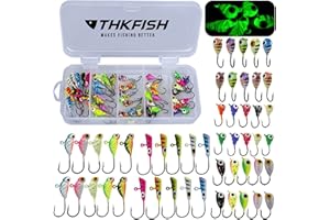 THKFISH Ice Fishing Jigs Kit Ice Fishing Lures for Walleye Perch Jigs Heads for Ice Fishing Tackle Panfish Crappie Jigs 50PCS/31PCS