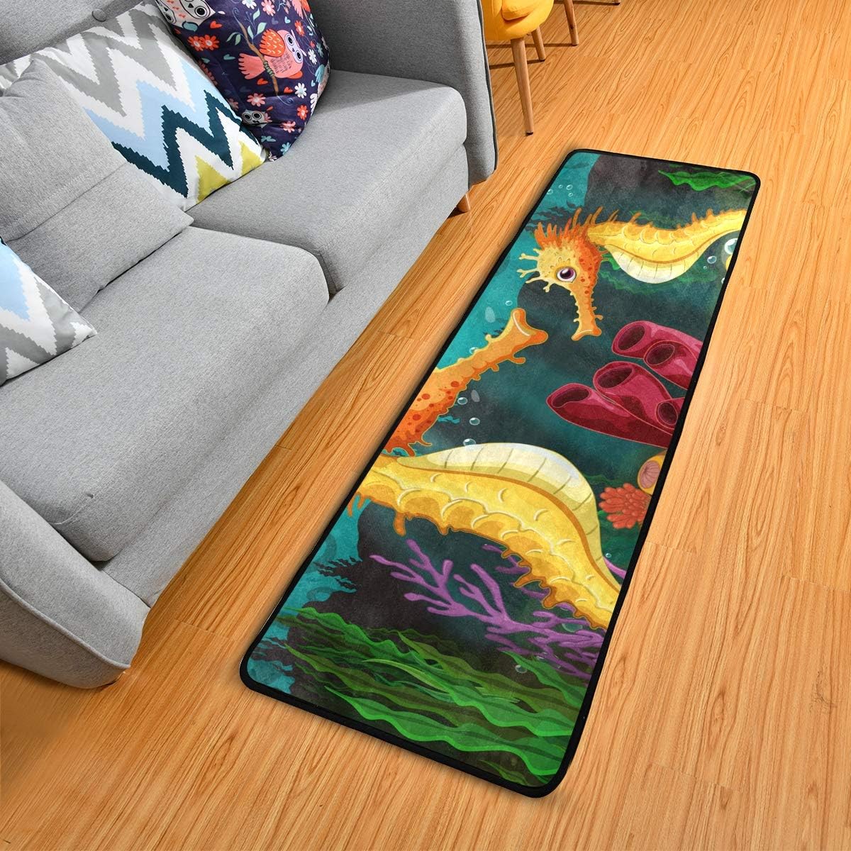 Jereee - Alfombra de cocina antideslizante, rectangular, diseño de dos