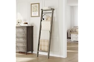 Hzuaneri Blanket Ladder Shelf for Living Room,Decorative Quilt Rack with Storage Shelf,6-Tier Farmhouse Towel Rack,Ladder Hol
