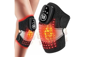 Red Light Therapy Device Knee Brace for Pain Relief, Vibration Knee Massager with Heat for Knee Shoulder Elbow, Rechargeable 