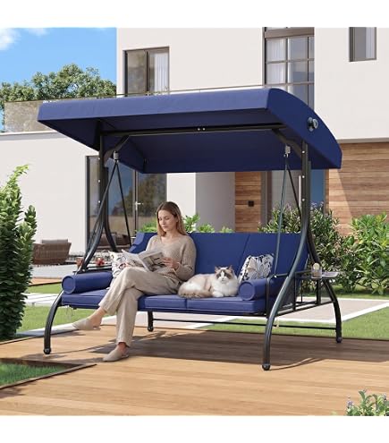 Amazon.com : ZZW 3 Person Patio Swing Outdoor Swing for Adults