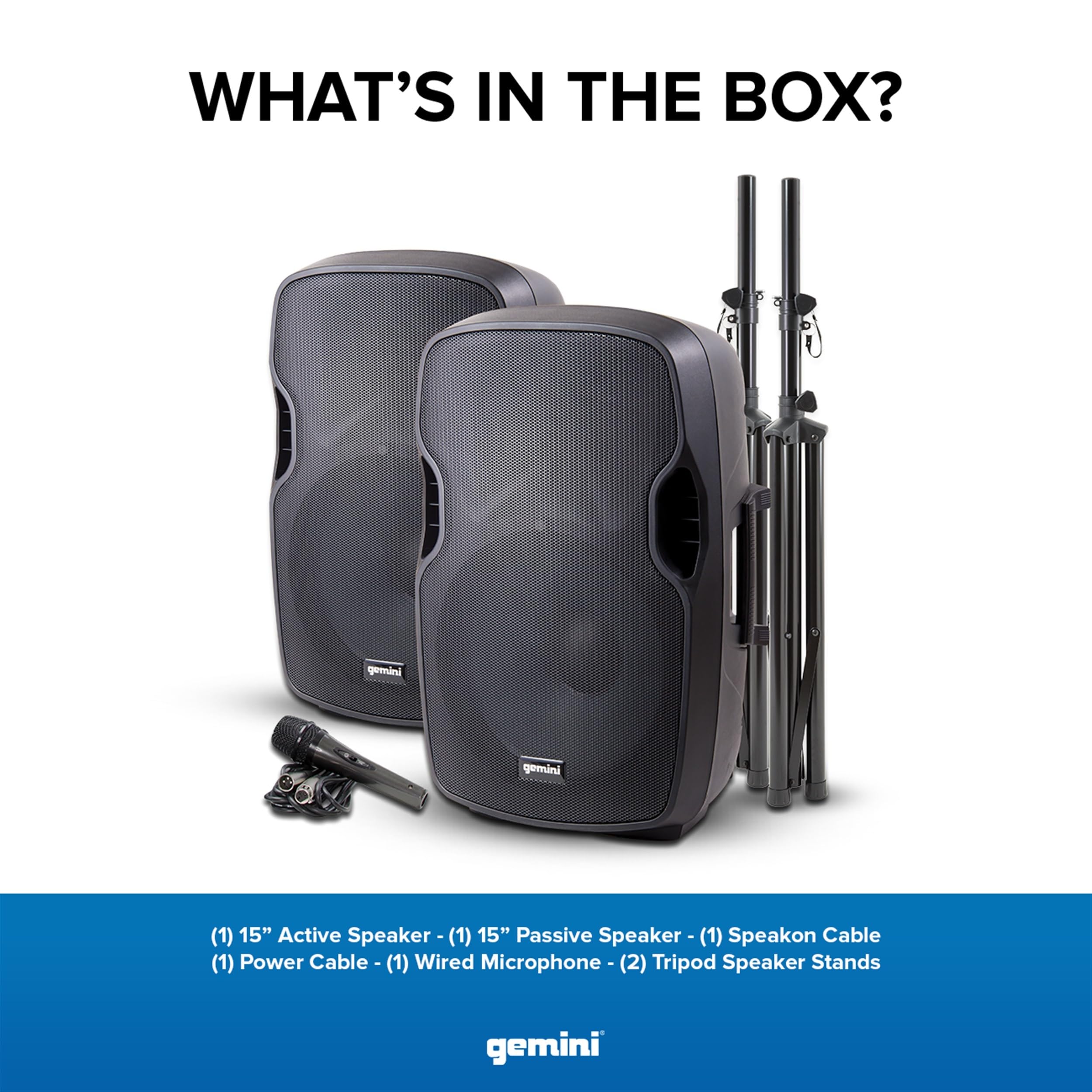 Gemini Sound Bluetooth Dual Active/Passive 15" Inch