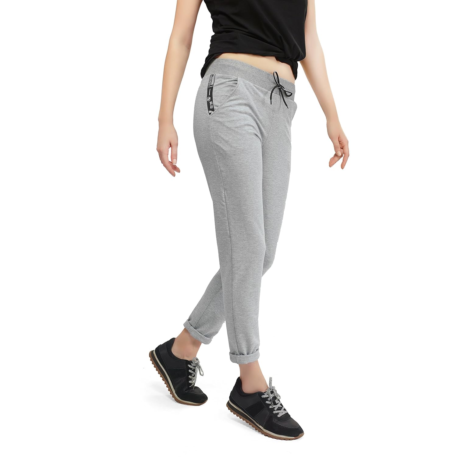 zeyo women's cotton grey yoga, gym track pant