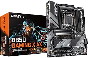 GIGABYTE B650 Gaming X AX (AM5/ LGA 1718/ AMD/ B650/ ATX/ 5-Year Warranty/ DDR5/ PCIe 4.0 M.2/ PCIe 4.0/ USB 3.2 Gen2x2 Type-C/AMD Wi-Fi 6E/ Realtek 2.5GbE LAN/Motherboard)