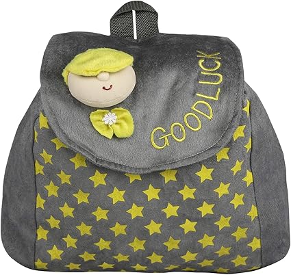 New Rakshak Good Luck Cartoon School Bag for Kids/Boys/Girls/Baby (Grey and Yellow) by Lovely Toys